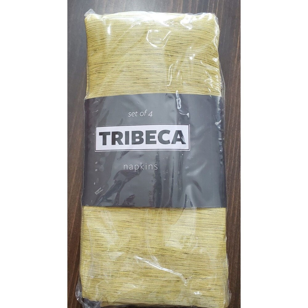 Tribeca Napkins Set 4 Montello Super Lemon Citron 18" Cotton Blnd Picnic NEW Tag